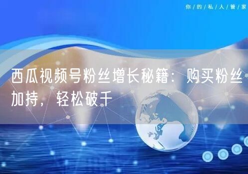 西瓜视频号粉丝增长秘籍：购买粉丝加持，轻松破千