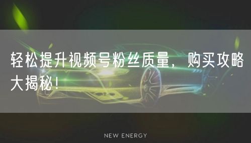 轻松提升视频号粉丝质量，购买攻略大揭秘！