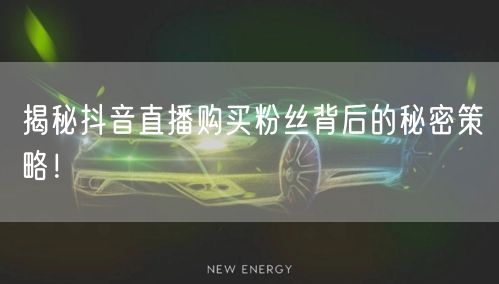 揭秘抖音直播购买粉丝背后的秘密策略！