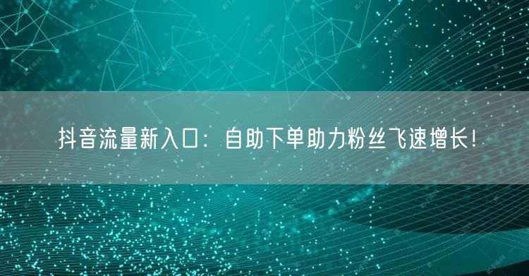 抖音流量新入口：自助下单助力粉丝飞速增长！