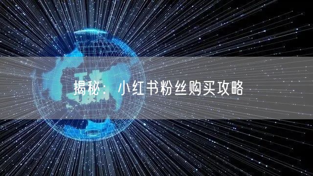 揭秘：小红书粉丝购买攻略