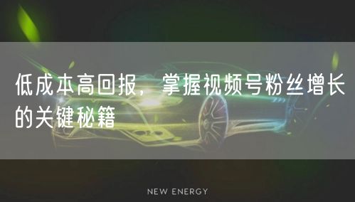 低成本高回报，掌握视频号粉丝增长的关键秘籍