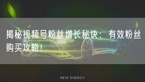 揭秘视频号粉丝增长秘诀：有效粉丝购买攻略！