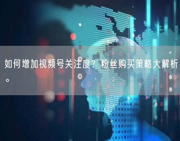 如何增加视频号关注度？粉丝购买策略大解析。