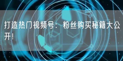 打造热门视频号：粉丝购买秘籍大公开！