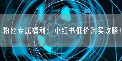 粉丝专属福利：小红书低价购买攻略！