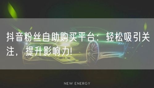 抖音粉丝自助购买平台：轻松吸引关注，提升影响力!
