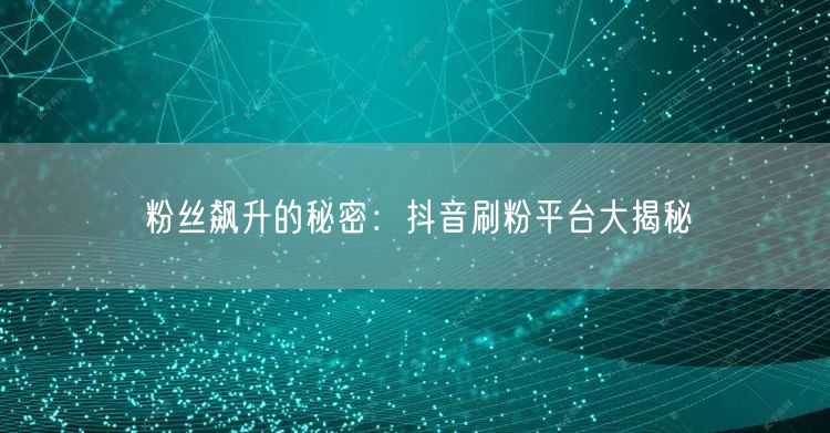 粉丝飙升的秘密：抖音刷粉平台大揭秘