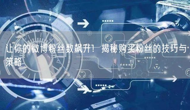 让你的微博粉丝数飙升！揭秘购买粉丝的技巧与策略