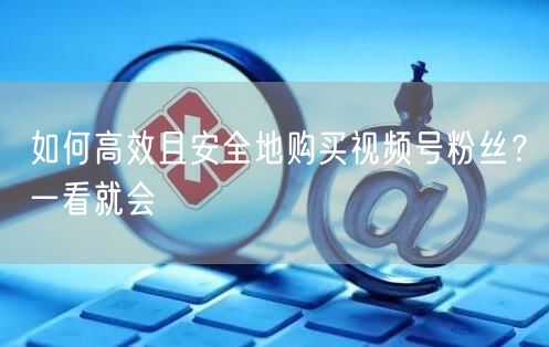 如何高效且安全地购买视频号粉丝？一看就会