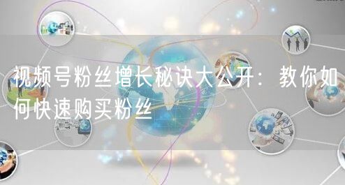 视频号粉丝增长秘诀大公开：教你如何快速购买粉丝