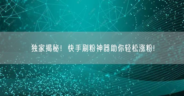 独家揭秘！快手刷粉神器助你轻松涨粉!