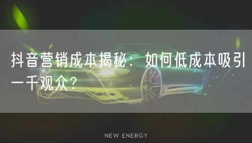 抖音营销成本揭秘：如何低成本吸引一千观众？