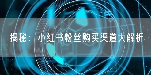 揭秘：小红书粉丝购买渠道大解析