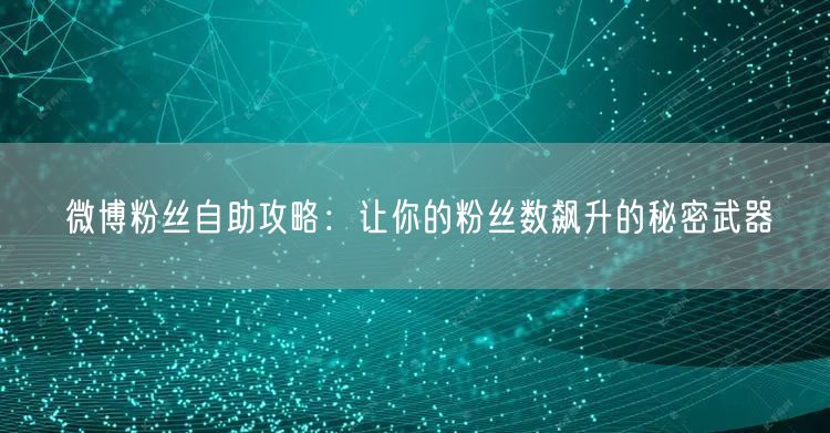 微博粉丝自助攻略：让你的粉丝数飙升的秘密武器