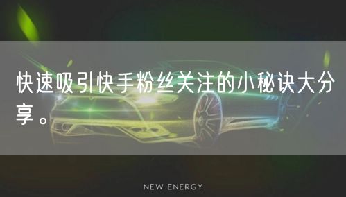 快速吸引快手粉丝关注的小秘诀大分享。