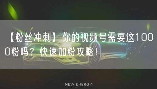【粉丝冲刺】你的视频号需要这1000粉吗？快速加粉攻略！