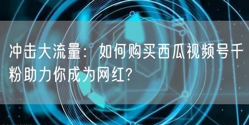 冲击大流量：如何购买西瓜视频号千粉助力你成为网红?