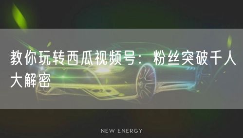 教你玩转西瓜视频号：粉丝突破千人大解密