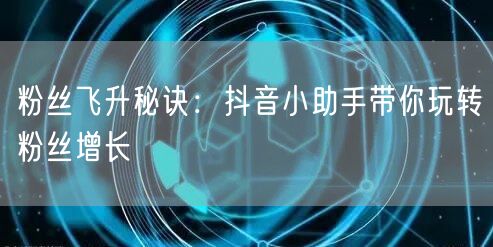 粉丝飞升秘诀：抖音小助手带你玩转粉丝增长