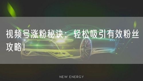 视频号涨粉秘诀：轻松吸引有效粉丝攻略！