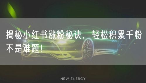 揭秘小红书涨粉秘诀，轻松积累千粉不是难题！