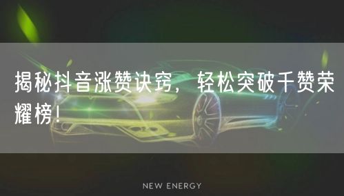 揭秘抖音涨赞诀窍，轻松突破千赞荣耀榜！