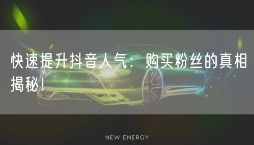 快速提升抖音人气：购买粉丝的真相揭秘！