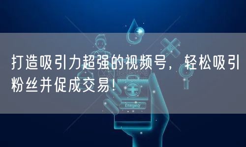 打造吸引力超强的视频号，轻松吸引粉丝并促成交易！
