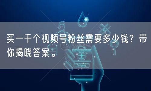 买一千个视频号粉丝需要多少钱？带你揭晓答案。