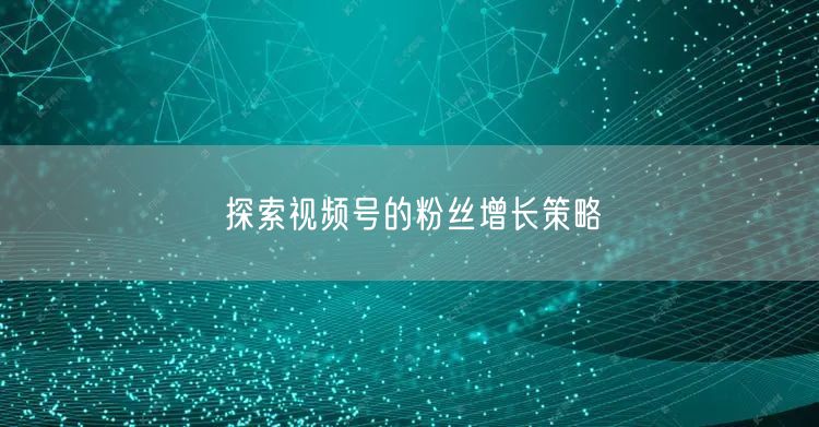 探索视频号的粉丝增长策略