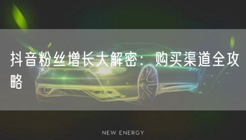 抖音粉丝增长大解密：购买渠道全攻略