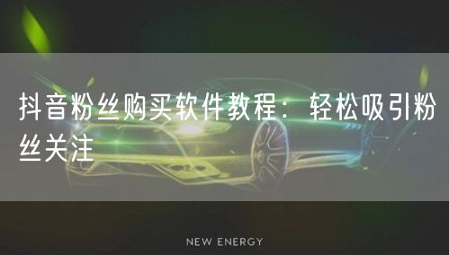 抖音粉丝购买软件教程：轻松吸引粉丝关注