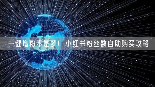 一键增粉不是梦！小红书粉丝数自助购买攻略
