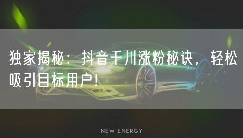 独家揭秘：抖音千川涨粉秘诀，轻松吸引目标用户！