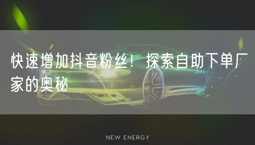 快速增加抖音粉丝！探索自助下单厂家的奥秘