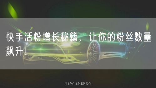 快手活粉增长秘籍，让你的粉丝数量飙升！