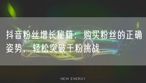 抖音粉丝增长秘籍：购买粉丝的正确姿势，轻松突破千粉挑战