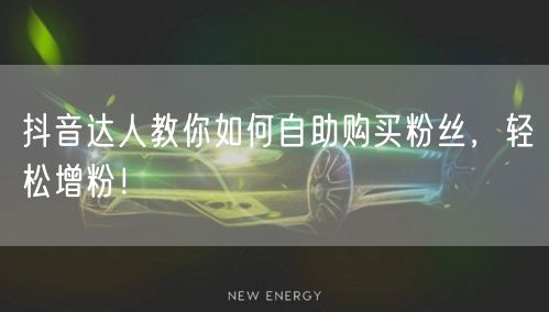 抖音达人教你如何自助购买粉丝，轻松增粉！