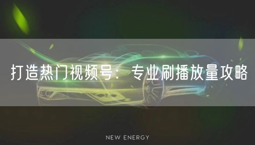 打造热门视频号：专业刷播放量攻略