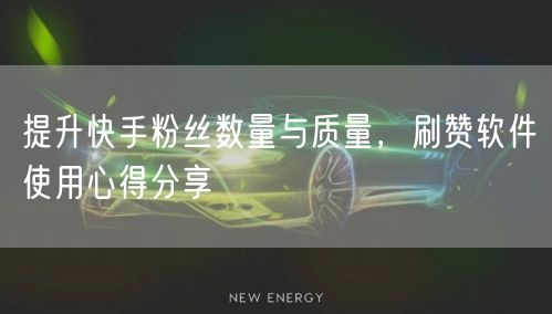 提升快手粉丝数量与质量，刷赞软件使用心得分享