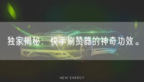 独家揭秘：快手刷赞器的神奇功效。