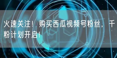 火速关注！购买西瓜视频号粉丝，千粉计划开启！