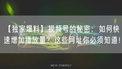 【独家爆料】视频号的秘密：如何快速增加播放量？这些网址你必须知道！