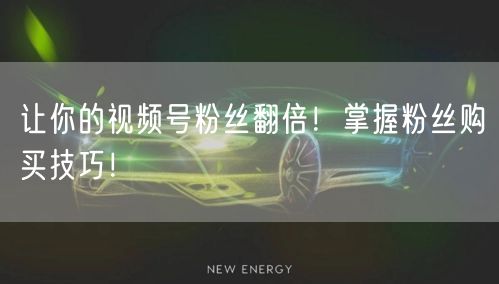 让你的视频号粉丝翻倍！掌握粉丝购买技巧！