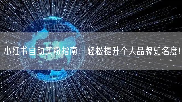 小红书自助买粉指南：轻松提升个人品牌知名度！