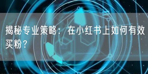 揭秘专业策略：在小红书上如何有效买粉？