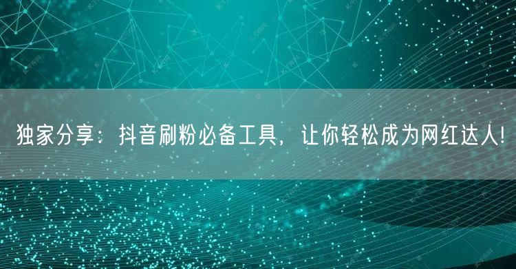 独家分享：抖音刷粉必备工具，让你轻松成为网红达人!