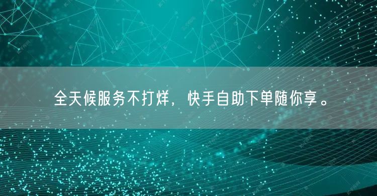 全天候服务不打烊，快手自助下单随你享。