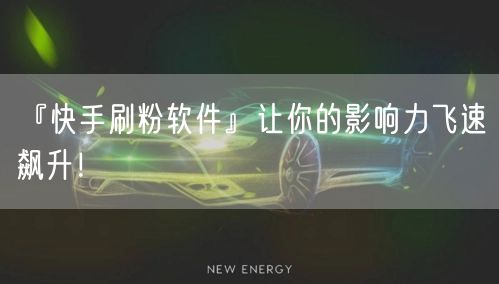 『快手刷粉软件』让你的影响力飞速飙升！